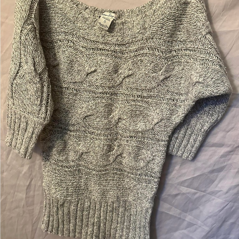 American Rag Gray Crew Neck Cable Knit Sweater